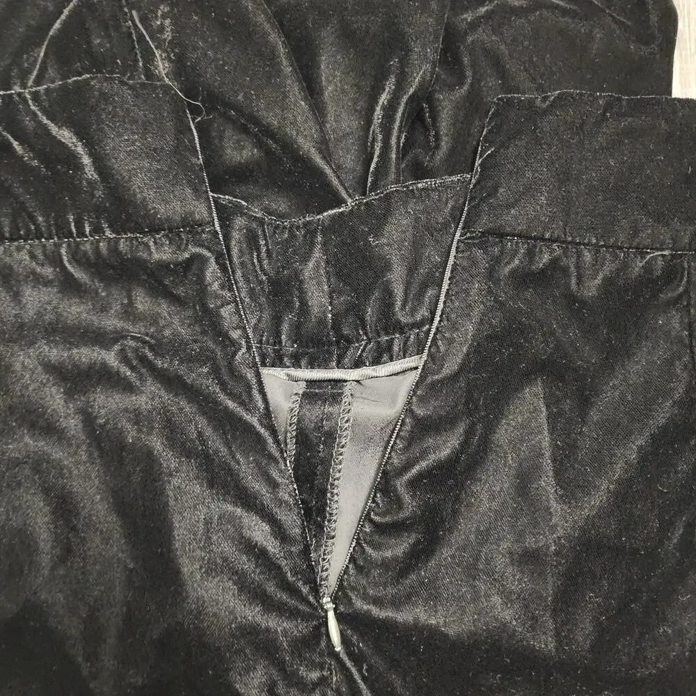Zara Woman Velvet Velour Black Wide Leg Pants XS